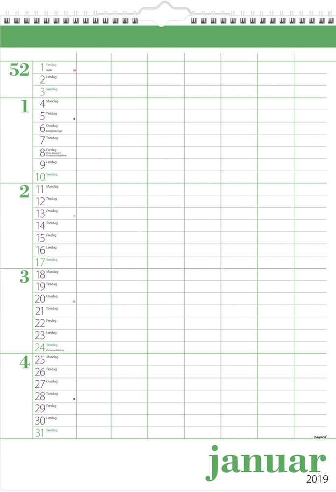 FAMILIEKALENDER STOR 2019 MAYLAND