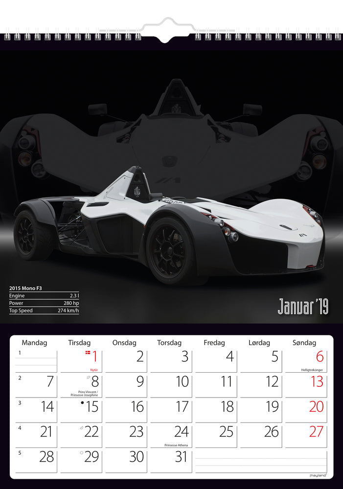VÆGKALENDER BILER 2019 MAYLAND