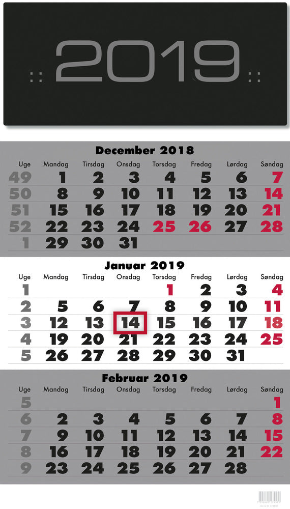 Vægkalender triplanner 2019 mayland