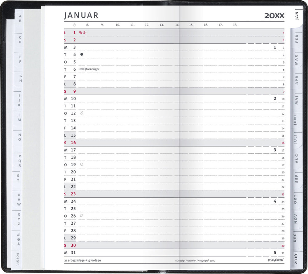 INDEX PLANNER MÅNED SORT 2019 MAYLAND