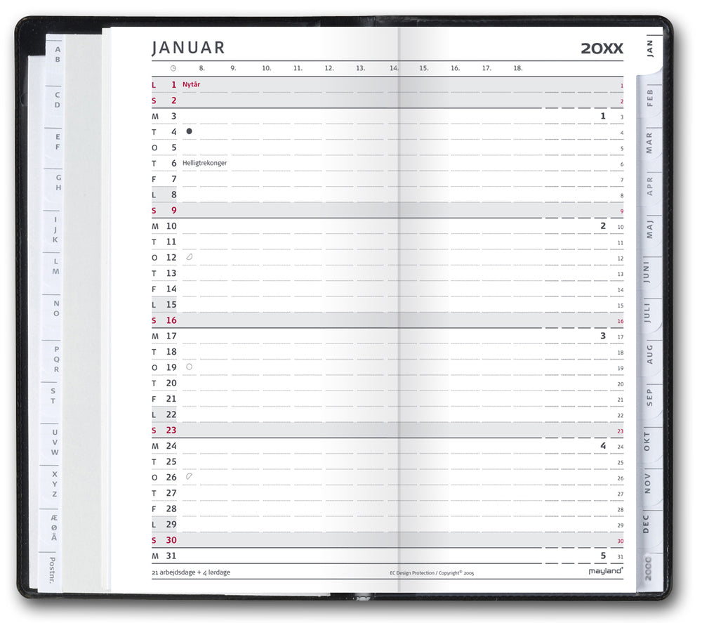 INDEX PLANNER MÅNED REFILL 2019 MAYLAND