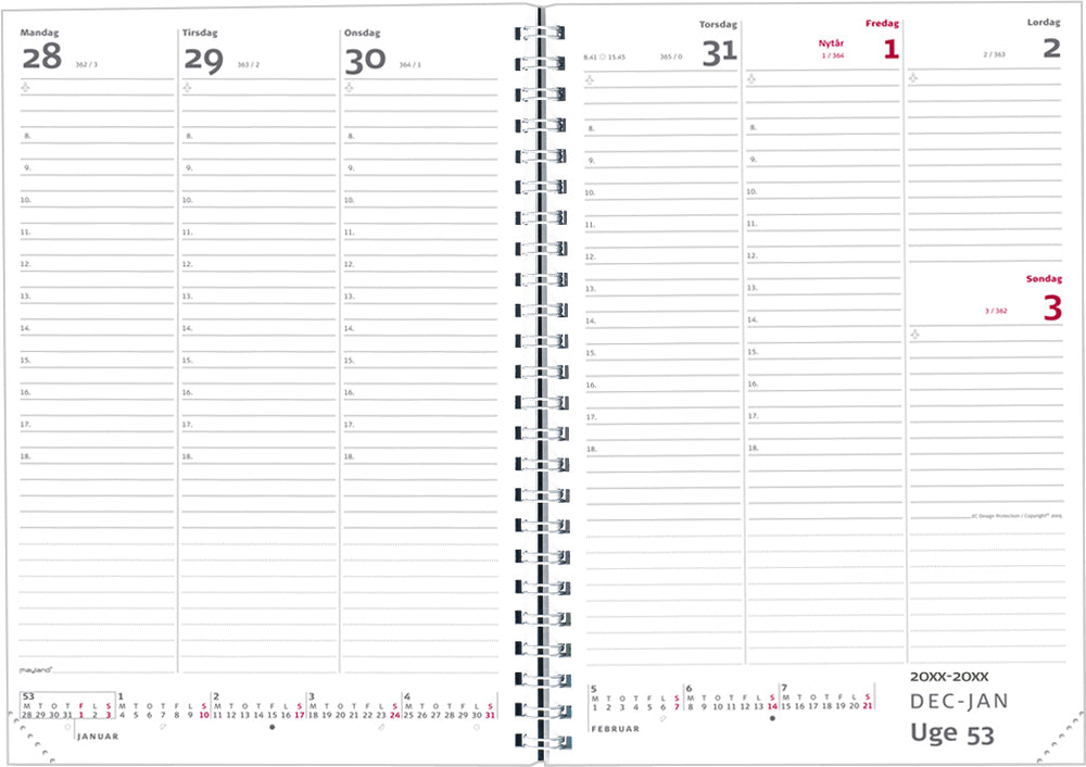 A5 UGEKALENDER GRÅ PP 2019 MAYLAND