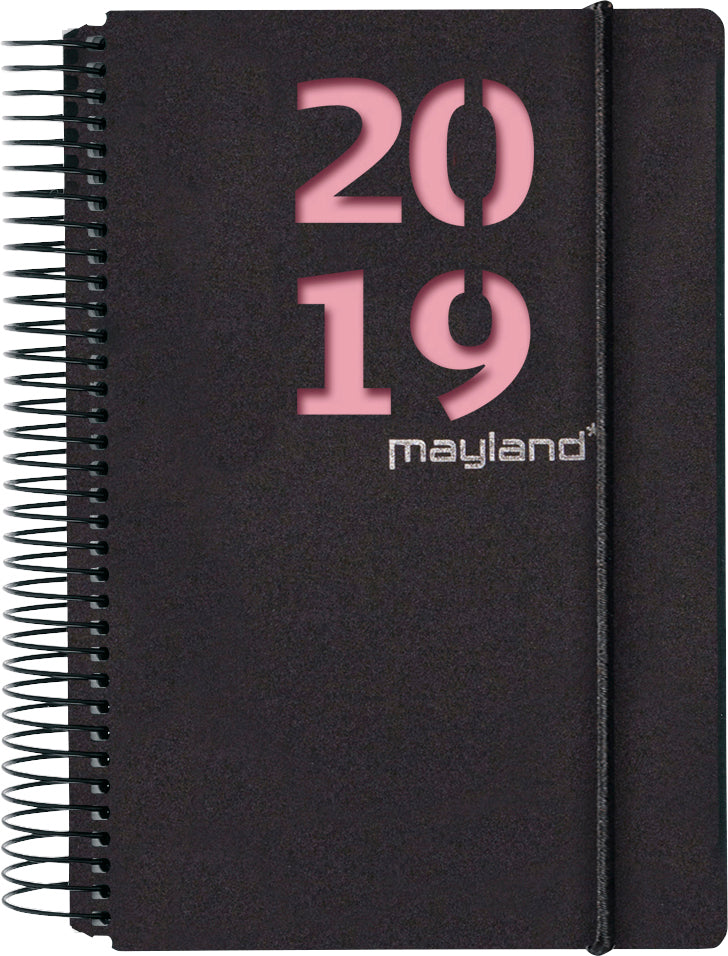 Spiralkalender 1 dag dag sort 2 blade 2019 mayland