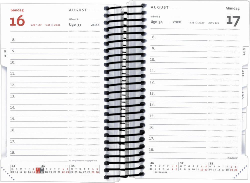 ECOLINE MINI SPIRALKALENDER 1 DAG SORT 2019 MAYLAND