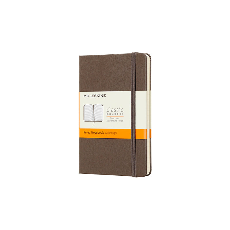 Notesbog Moleskine pocket brun m/192 linjerede ark hard