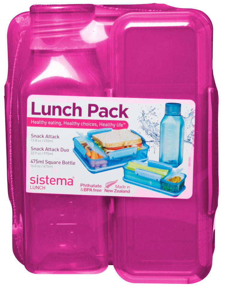 Madkasse/drikkeflaske Sistema lunch 3 pack box set ass