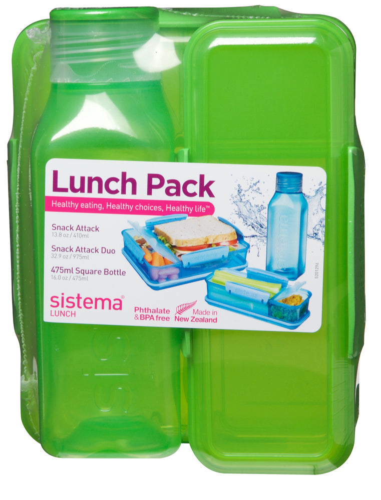 Madkasse/drikkeflaske Sistema lunch 3 pack box set ass