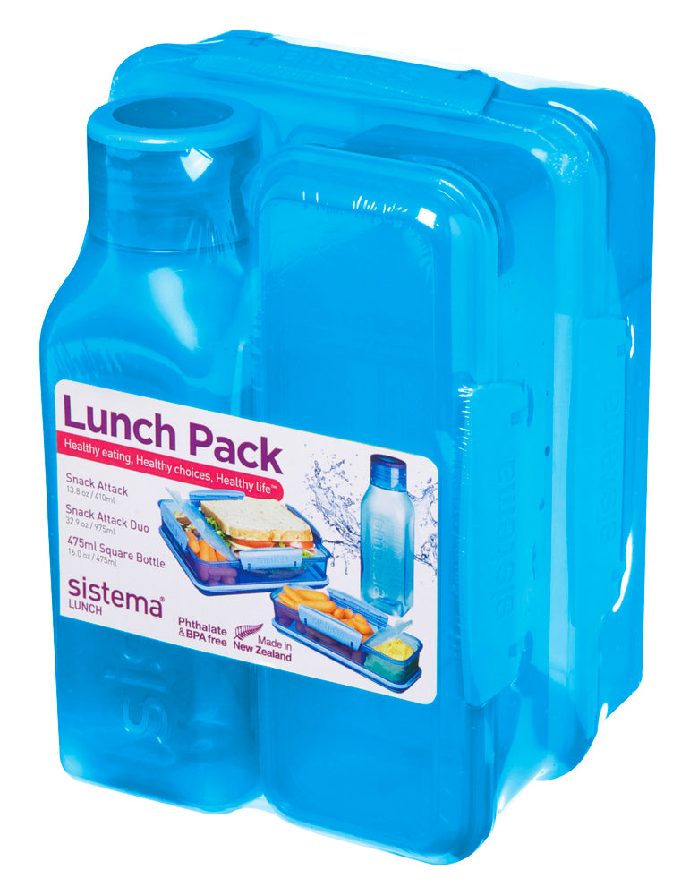 Madkasse/drikkeflaske Sistema lunch 3 pack box set ass