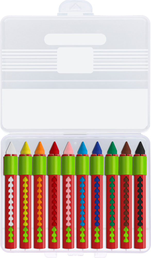 Vokskridt Faber-Castell m/greb 10 farver ass