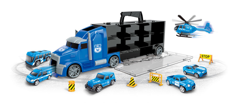 Politiautotransporter med 6 køretøjer og tilbehør