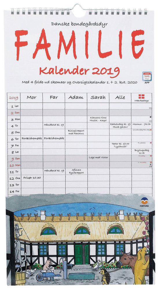 FAMILIEKALENDER 2019 DYR 5 PERS.