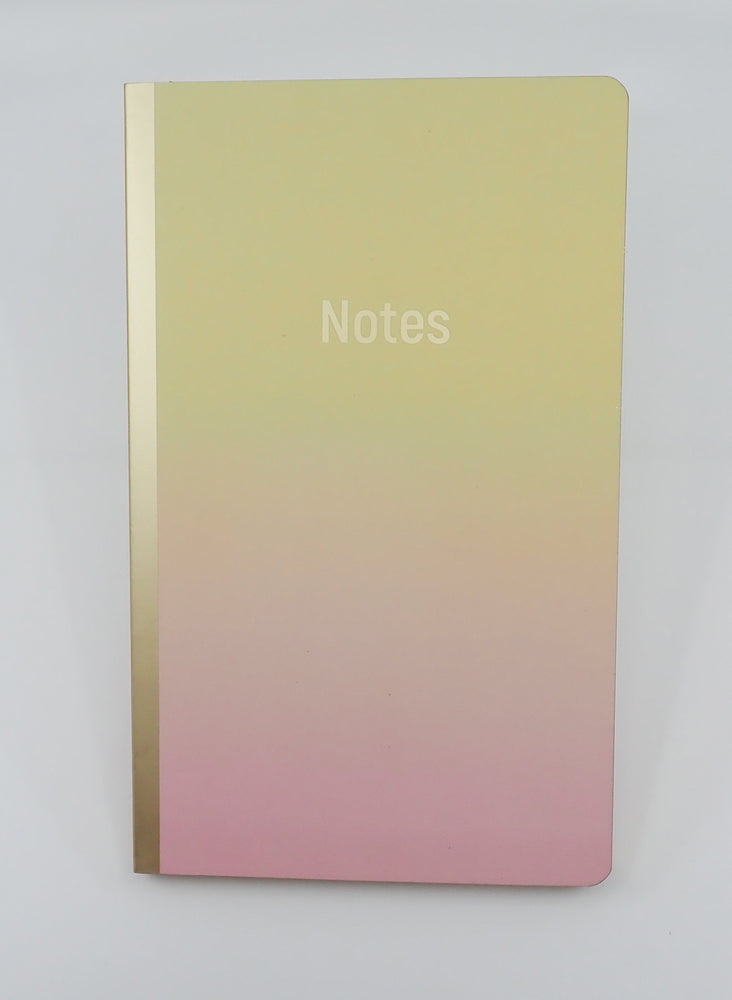 Notesbog soft dip-dye gul/lyserød/guld linjeret 13x21