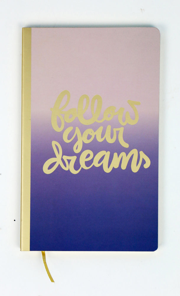 Notesbog soft dip-dye lilla follow your dream 13x21
