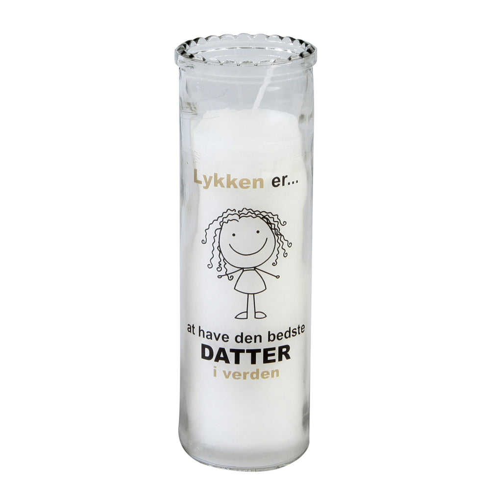 LYS I GLAS DATTER LYKKEN ER PARAFFIN HVID