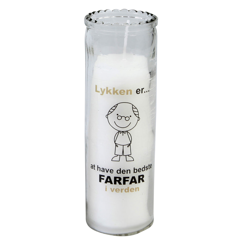 LYS I GLAS FARFAR LYKKEN ER PARAFFIN HVID