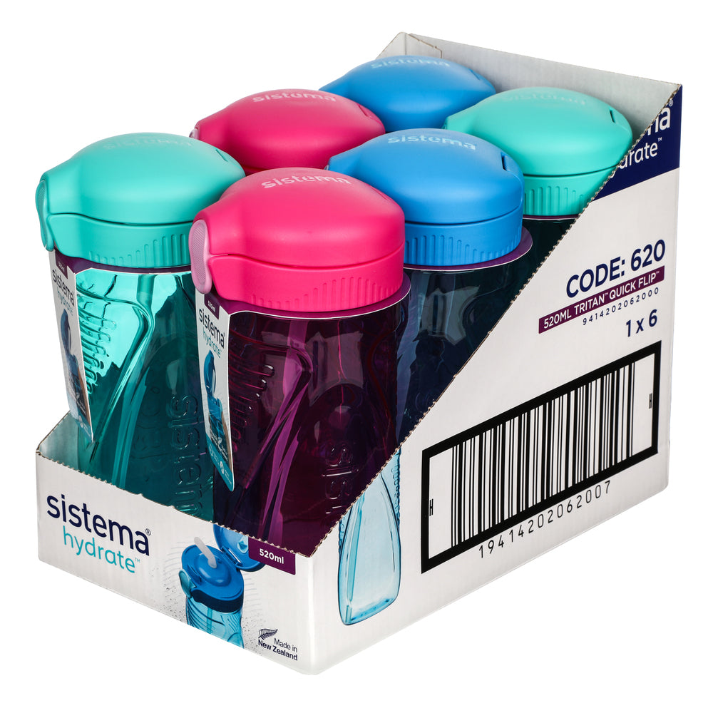 Drikkeflaske Sistema Quick Flip 520 ml asst