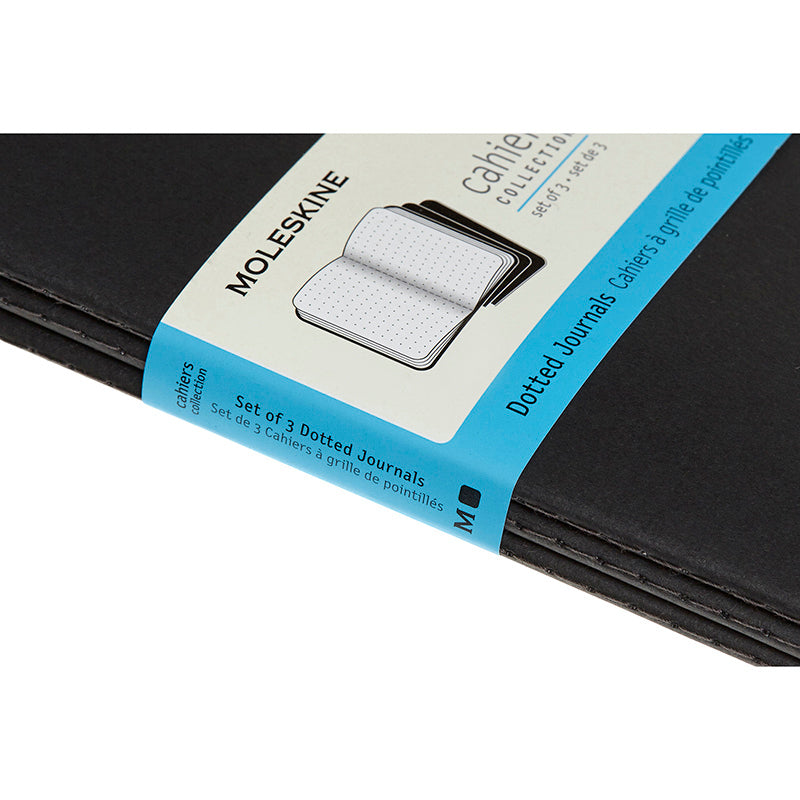 Notesbog Moleskine large cahiers sort 3 stk m/80 prikket ark