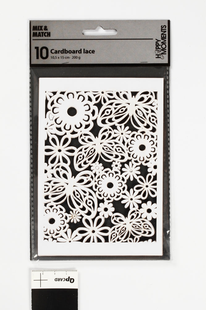 KARTON UDSTANSET M/MØNSTER HVID 10,5X15CM 200G 10 STK