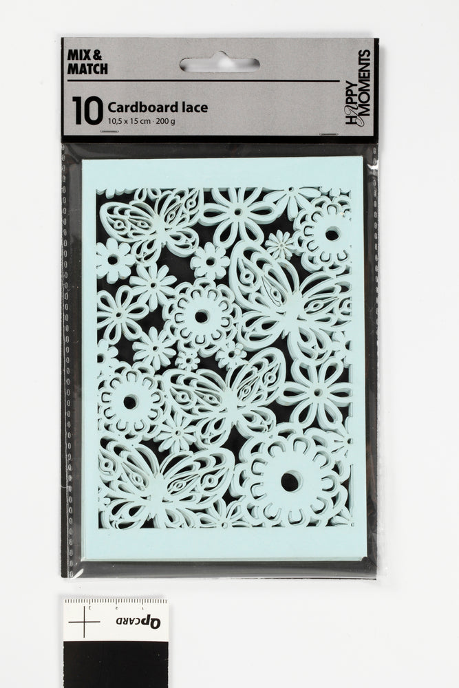 KARTON UDSTANSET M/MØNSTER LYSEBLÅ 10,5X15CM 200G 10 STK
