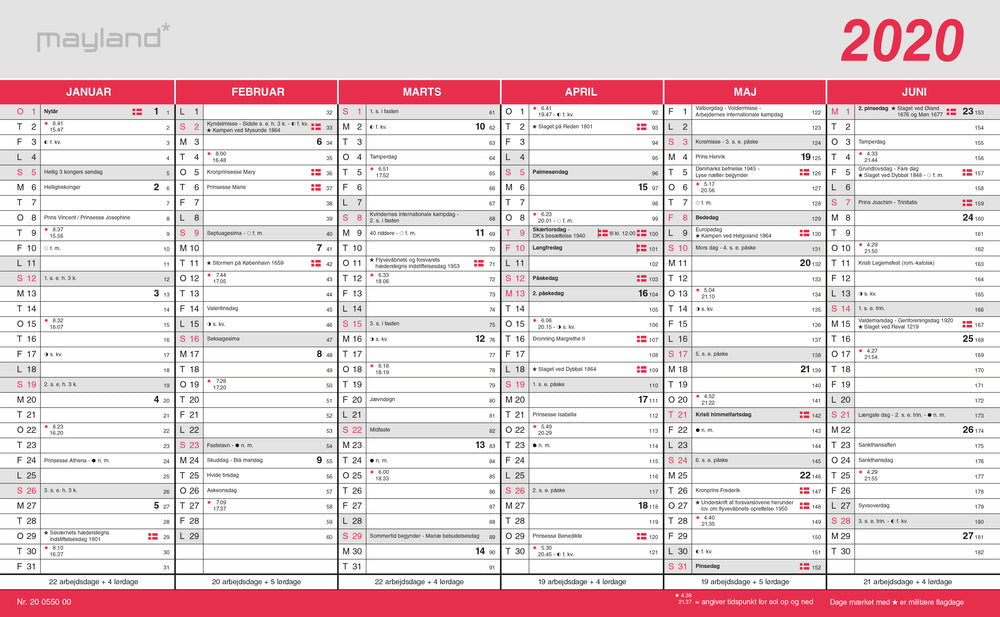 Kontorkalender stor 2020 Mayland
