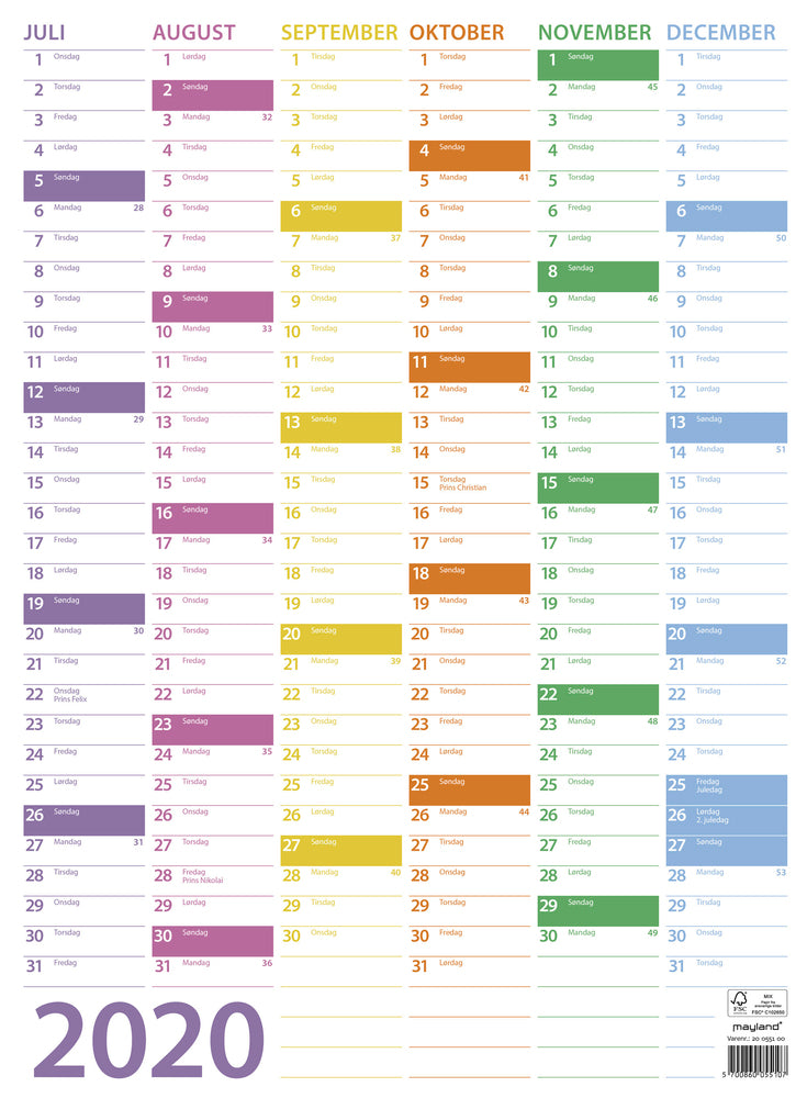 VÆGKALENDER TREND 2020 MAYLAND