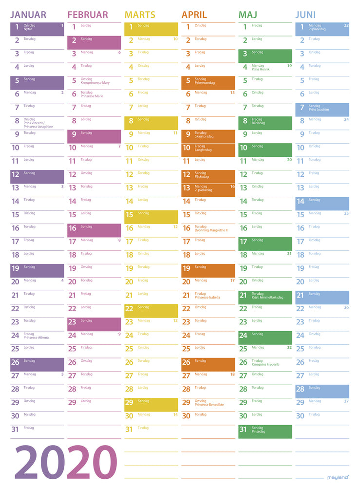 VÆGKALENDER TREND 2020 MAYLAND