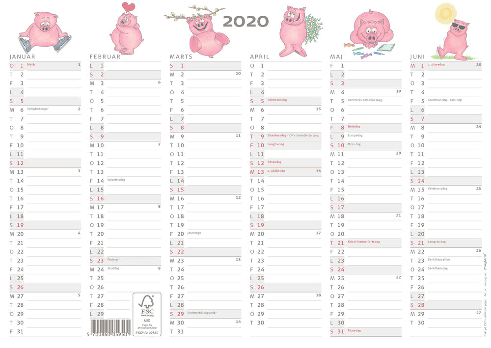 KONTORKALENDER A4 HUMOR GRISE 2020 MAYLAND