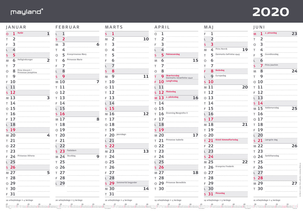 KONTORKALENDER A3 MODERNE 2020 MAYLAND