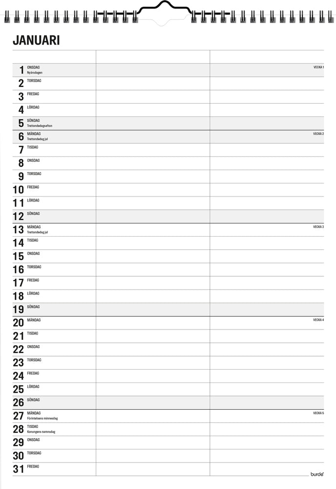FAMILIEKALENDER SORT/HVID 2 KOL. 2020 MAYLAND