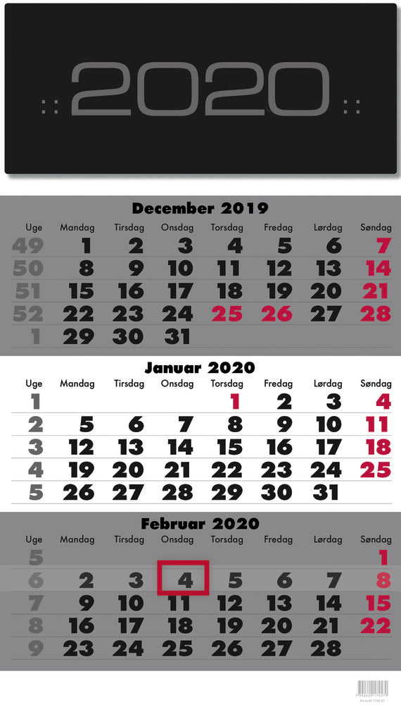 VÆGKALENDER TRIPLANNER 2020 MAYLAND