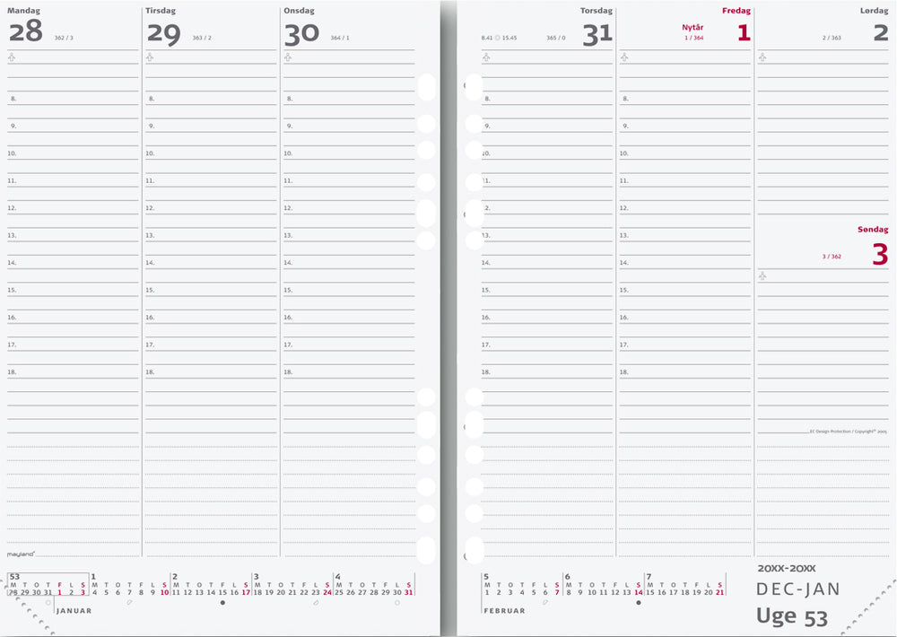 ECO LINE A5 UGEKALENDER SORT 2020 MAYLAND
