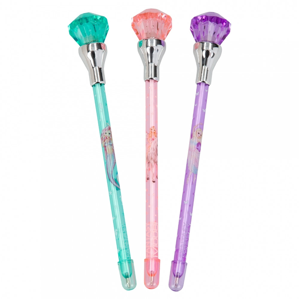 Fantasy kuglepen m/diamant top og lys