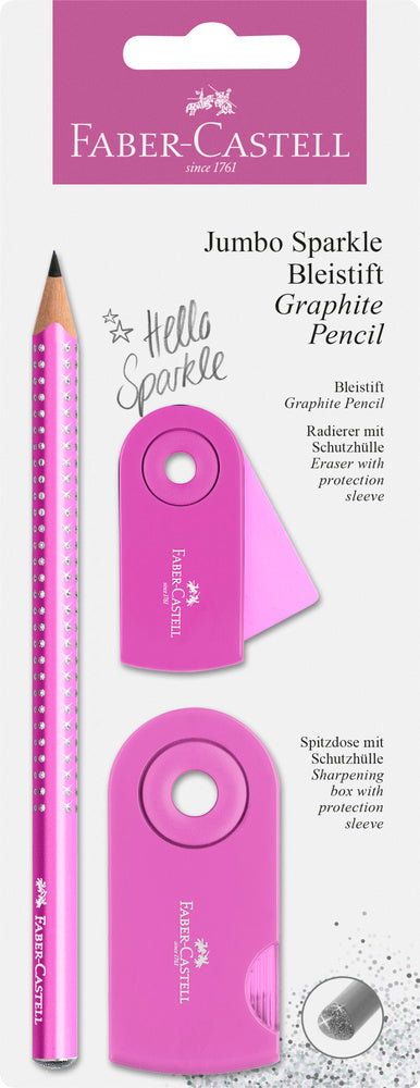 Blistersæt Faber-Castell jumbo sparkle pink glitter
