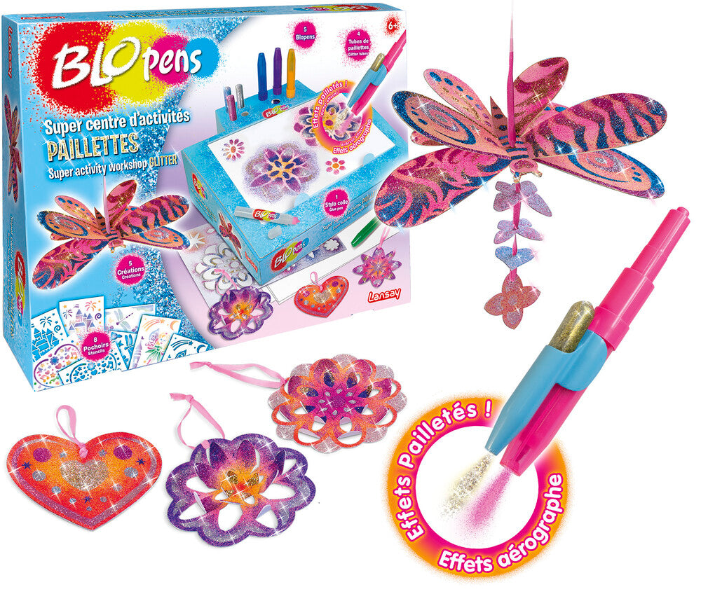 Blo pens glitter og palietter