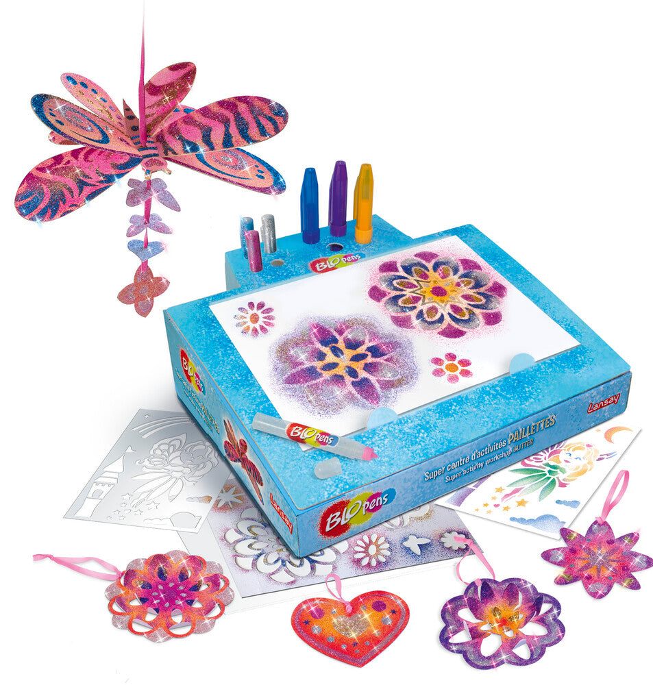 Blo pens glitter og palietter