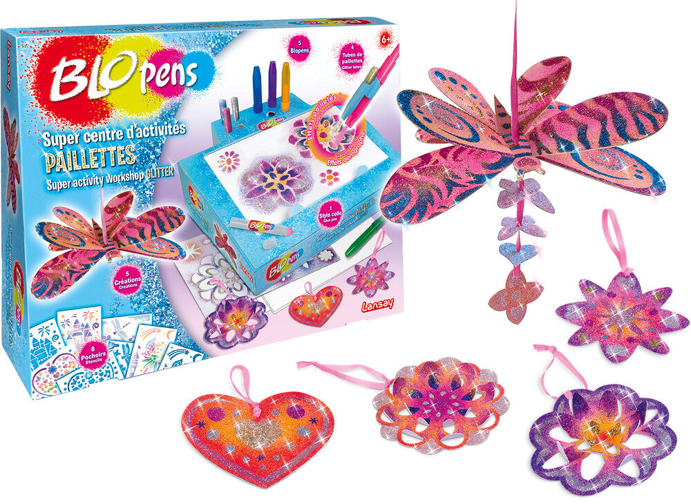 Blo pens glitter og palietter