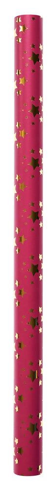 GAVEPAPIR BORDEAUX STJERNE M/GULD FOIL 1 M X 70 CM