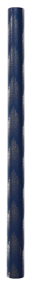 GAVEPAPIR MØRKEBLÅ M/SØLV FOIL JULETRÆER 1 M X 70 CM