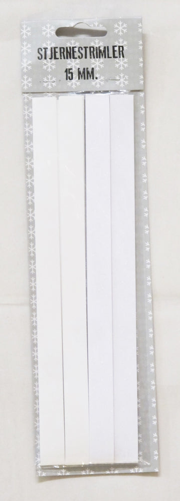 STJERNESTRIMLER HVID GLITTER/METALLIC 15 MM 24 STK