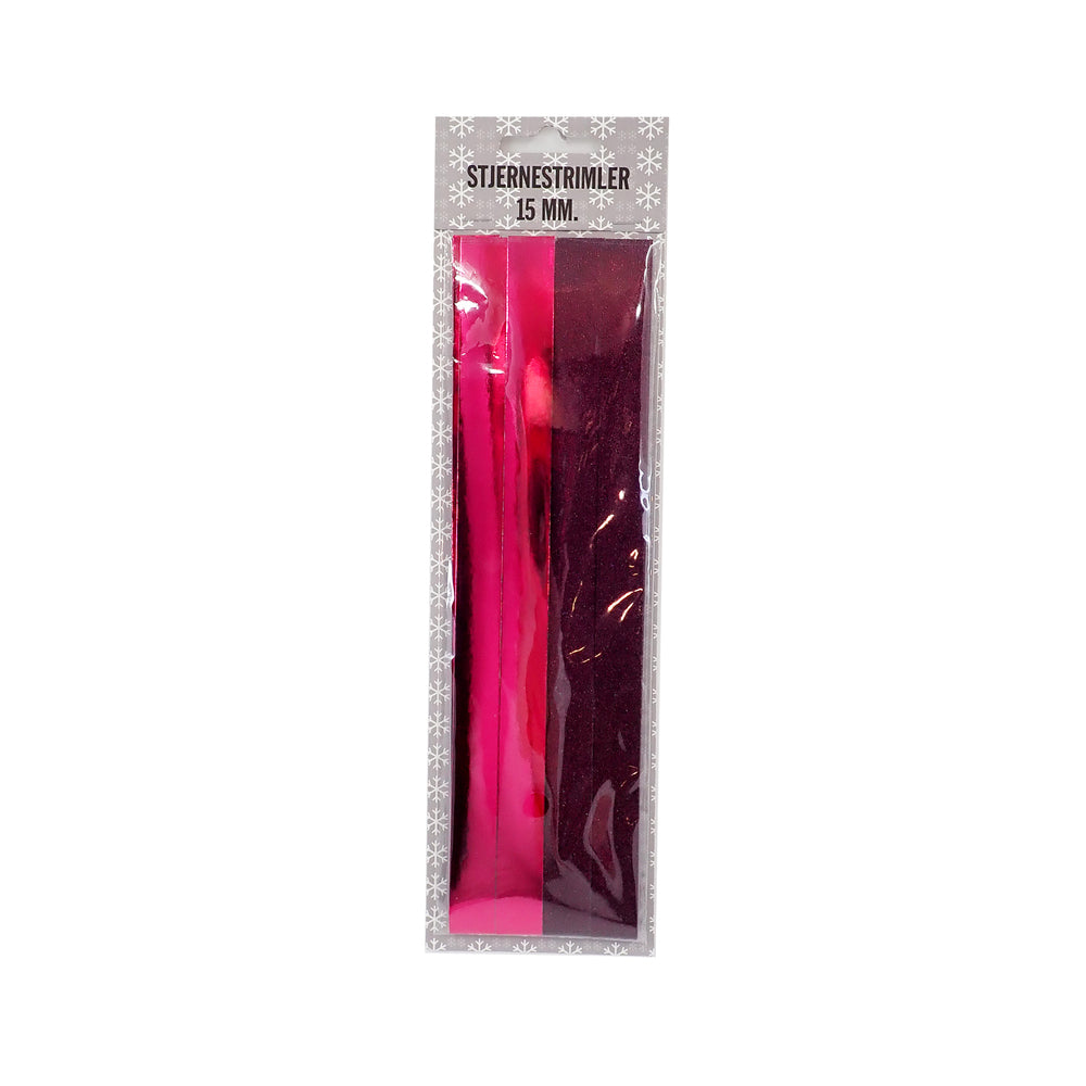 STJERNESTRIMLER BORDEAUX GLITTER/METALLIC 15 MM 24 STK