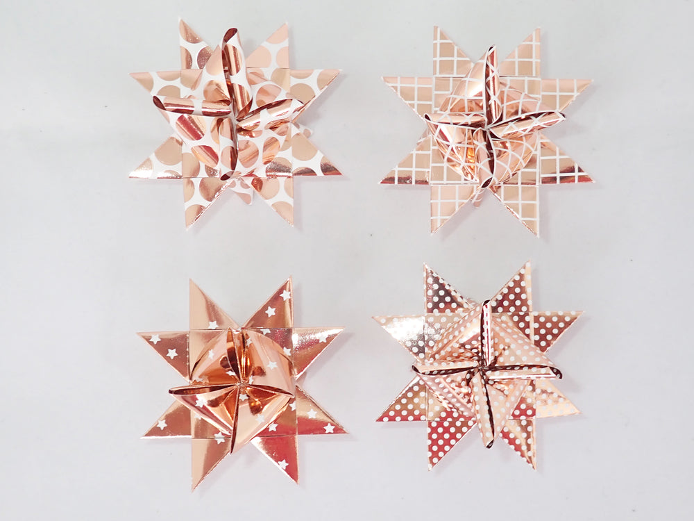 STJERNESTRIMLER HVID M/ROSE GOLD FOIL 15 MM 24 STK