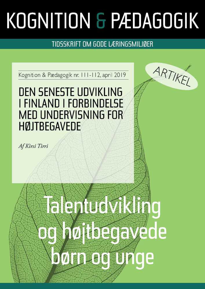 Den seneste udvikling i Finland i forbindelse med undervisning for højtbegavede