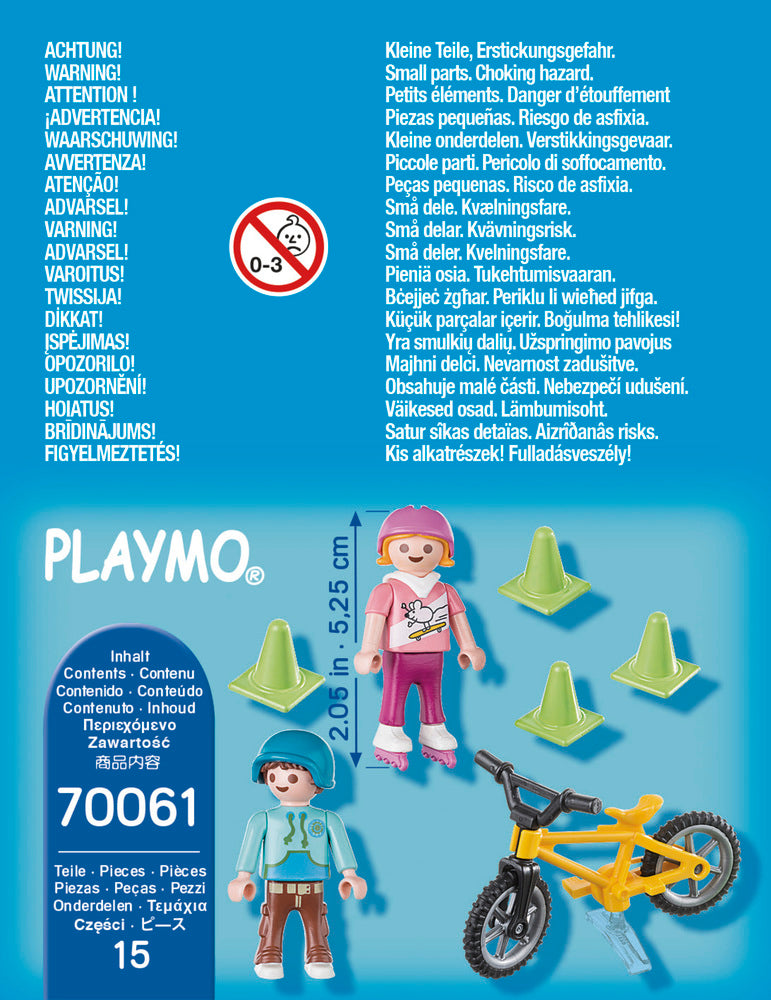 70061 Børn Med Skøjter Og Cykel
