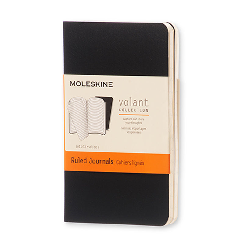 Notesbog volant Moleskine xs sort m/56 linjerede ark