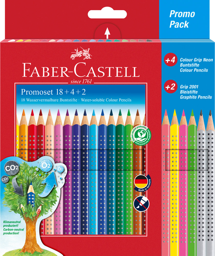 Farveblyanter grip Faber-Castell 2001 18 + 4 + 2 promotion