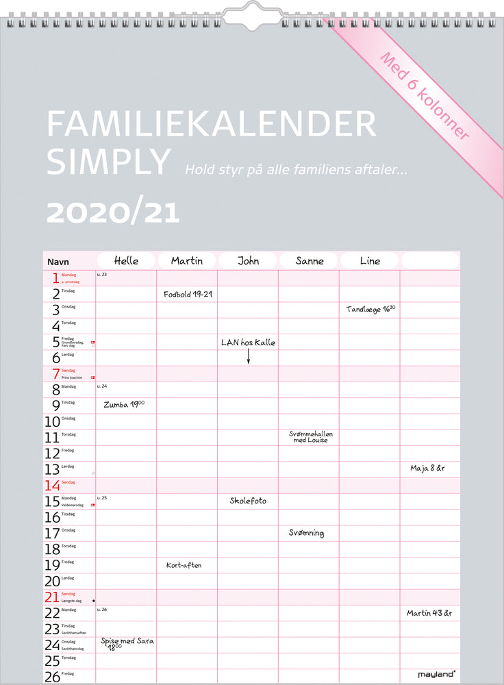 Skoleårskalender familie 20/21 Mayland simply