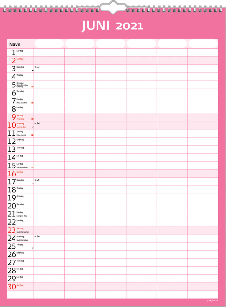 Skoleårskalender familie 20/21 Mayland simply