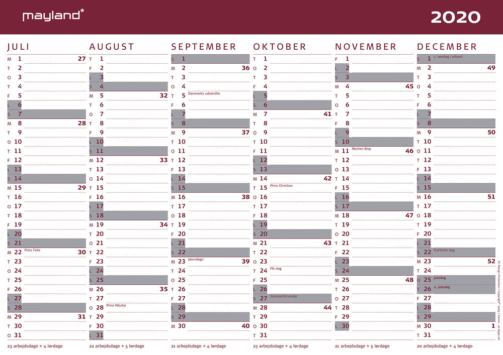 Studiekalender 20/21 Mayland karton A4
