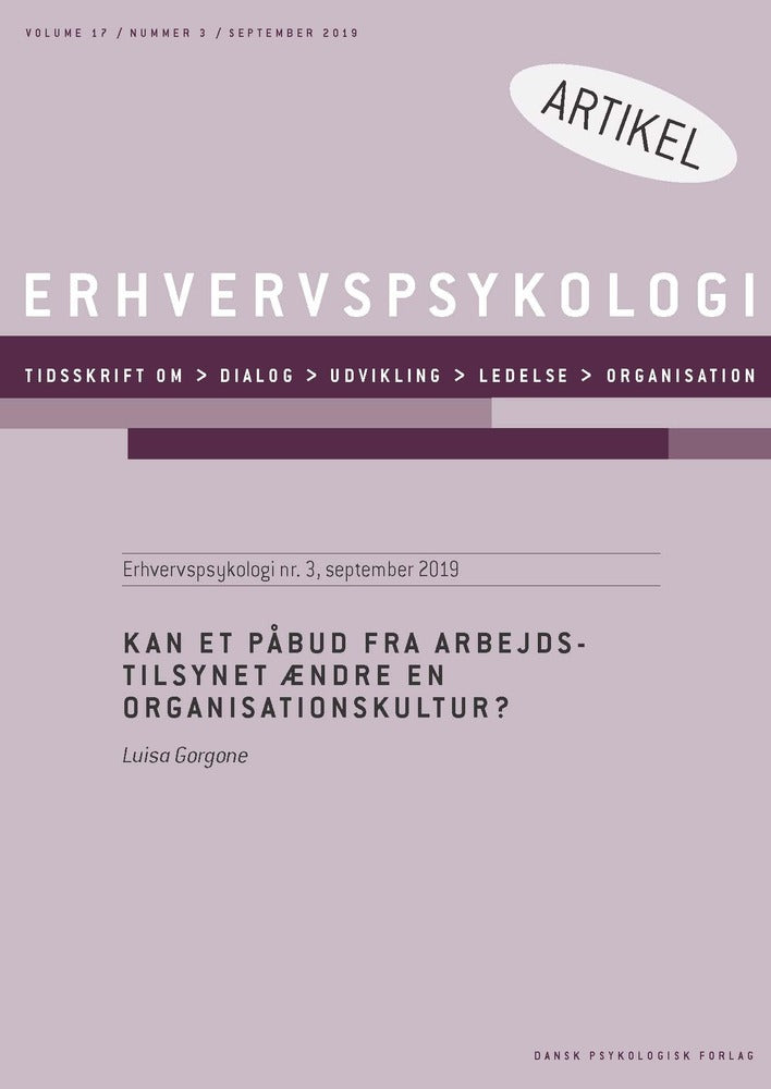 Kan et påbud fra Arbejdstilsynet ændre en organisationskultur?