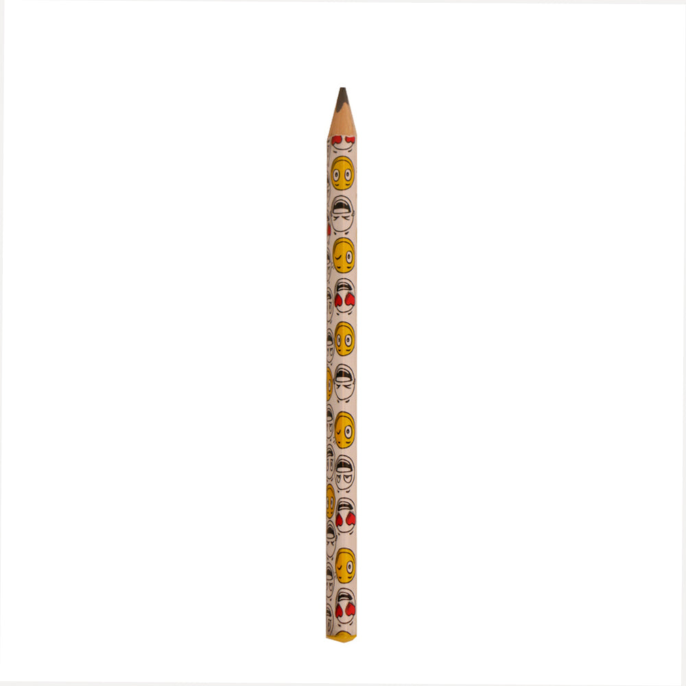 Blyant jumbo hvid m/smiley ansigter